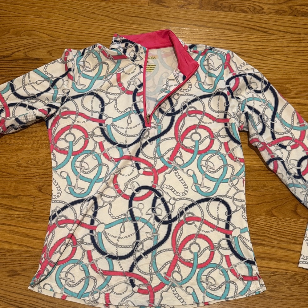 Horse Print Women's Top - Pink, Blue, White